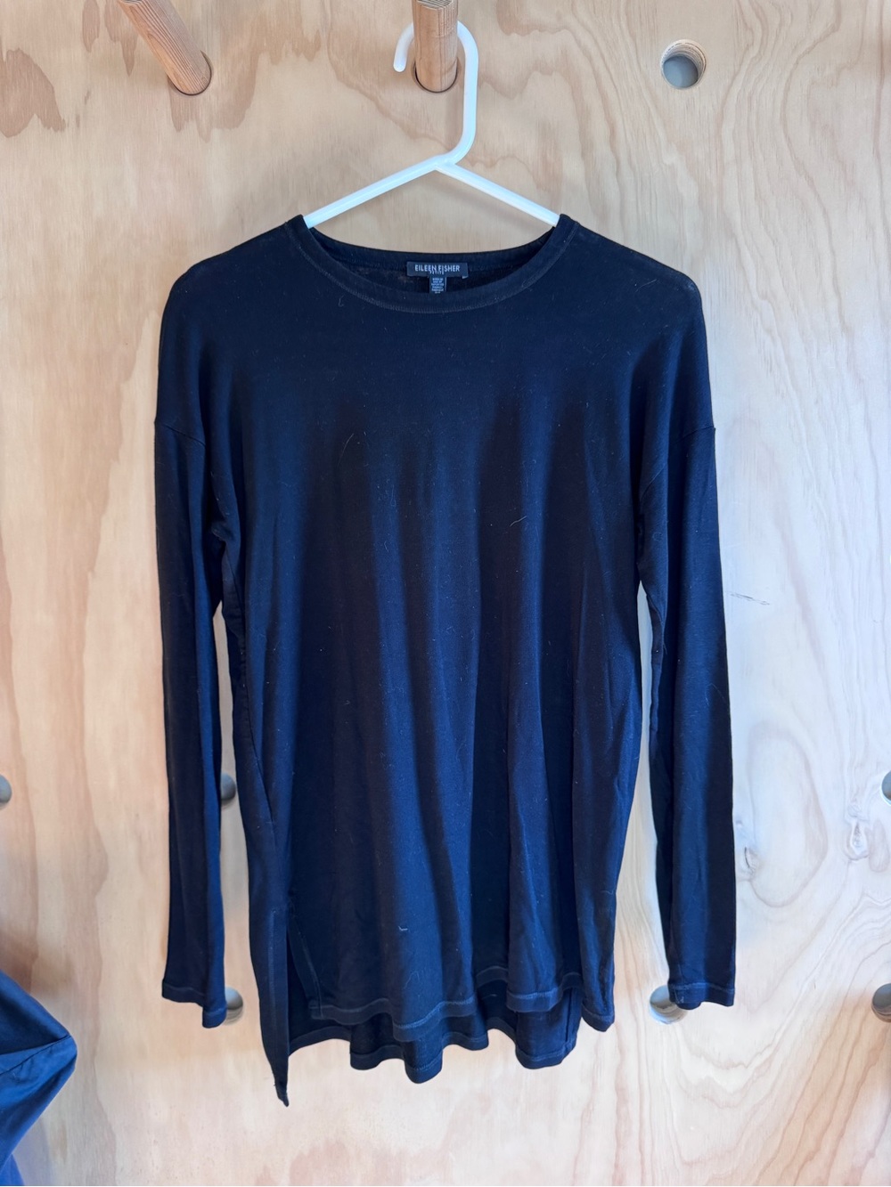 Eileen Fisher Black Long Sleeve Crewneck Shirt